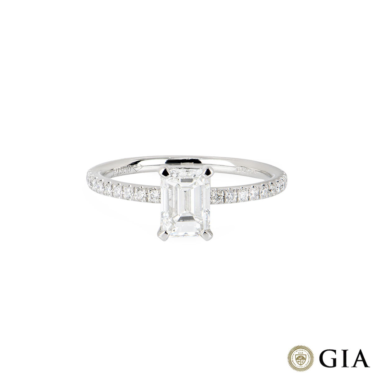 Platinum Emerald Cut Diamond Ring 0.97ct G/VS2
